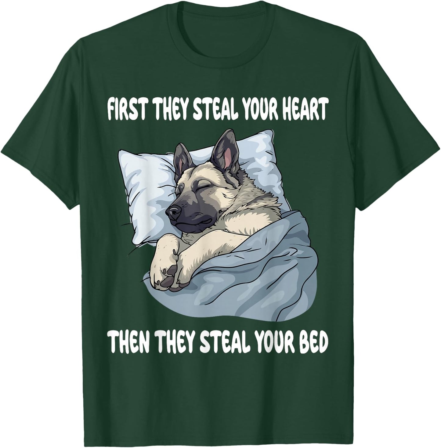 Norwegian Elkhound Sleeping Pajamas Nightgown T-Shirt - T-Shirt | Forest