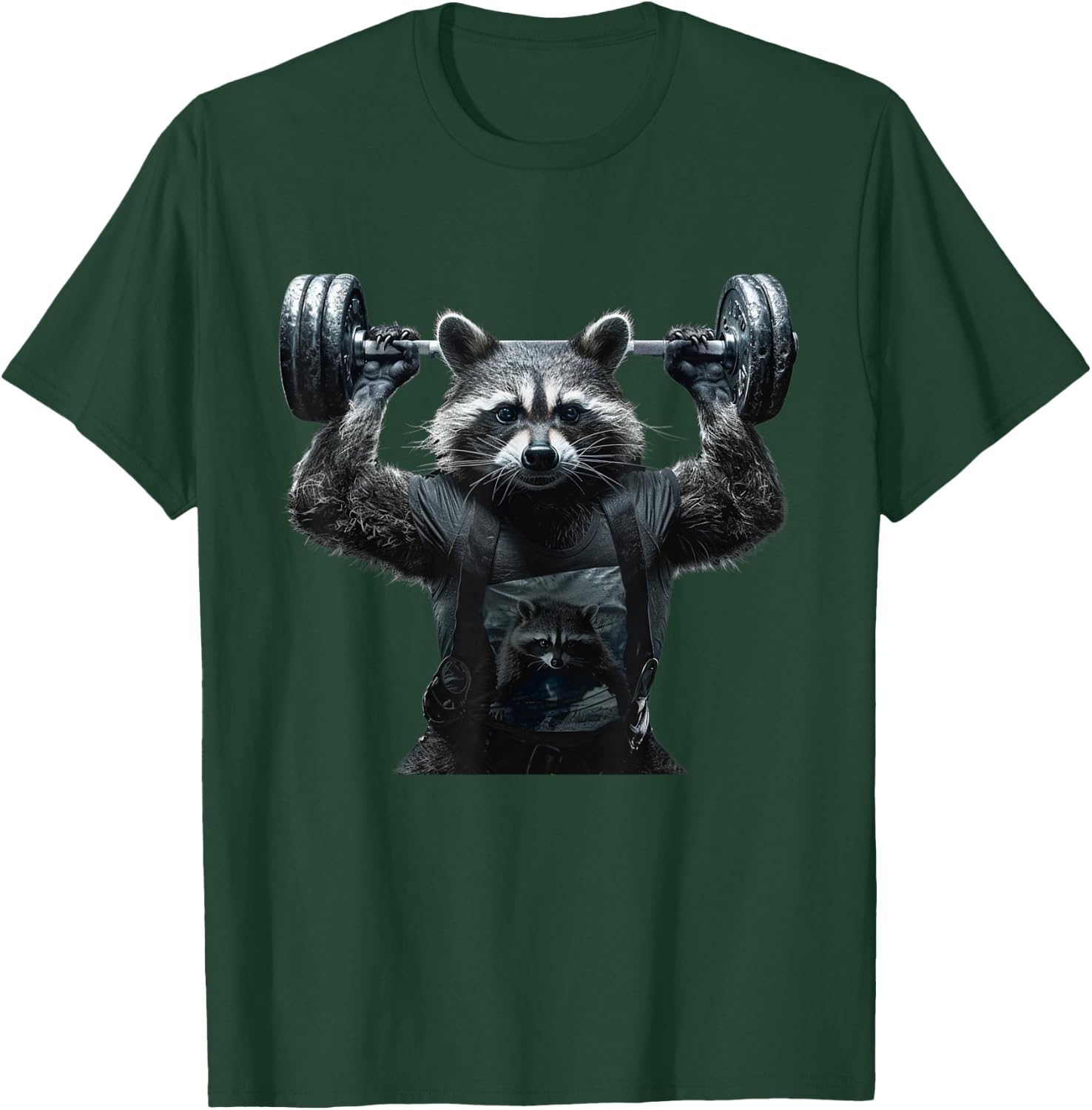Weightlifting Ripped Raccoon T-Shirt - T-Shirt | Forest