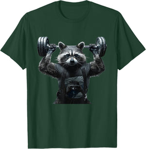 Weightlifting Ripped Raccoon T-Shirt - T-Shirt | Forest