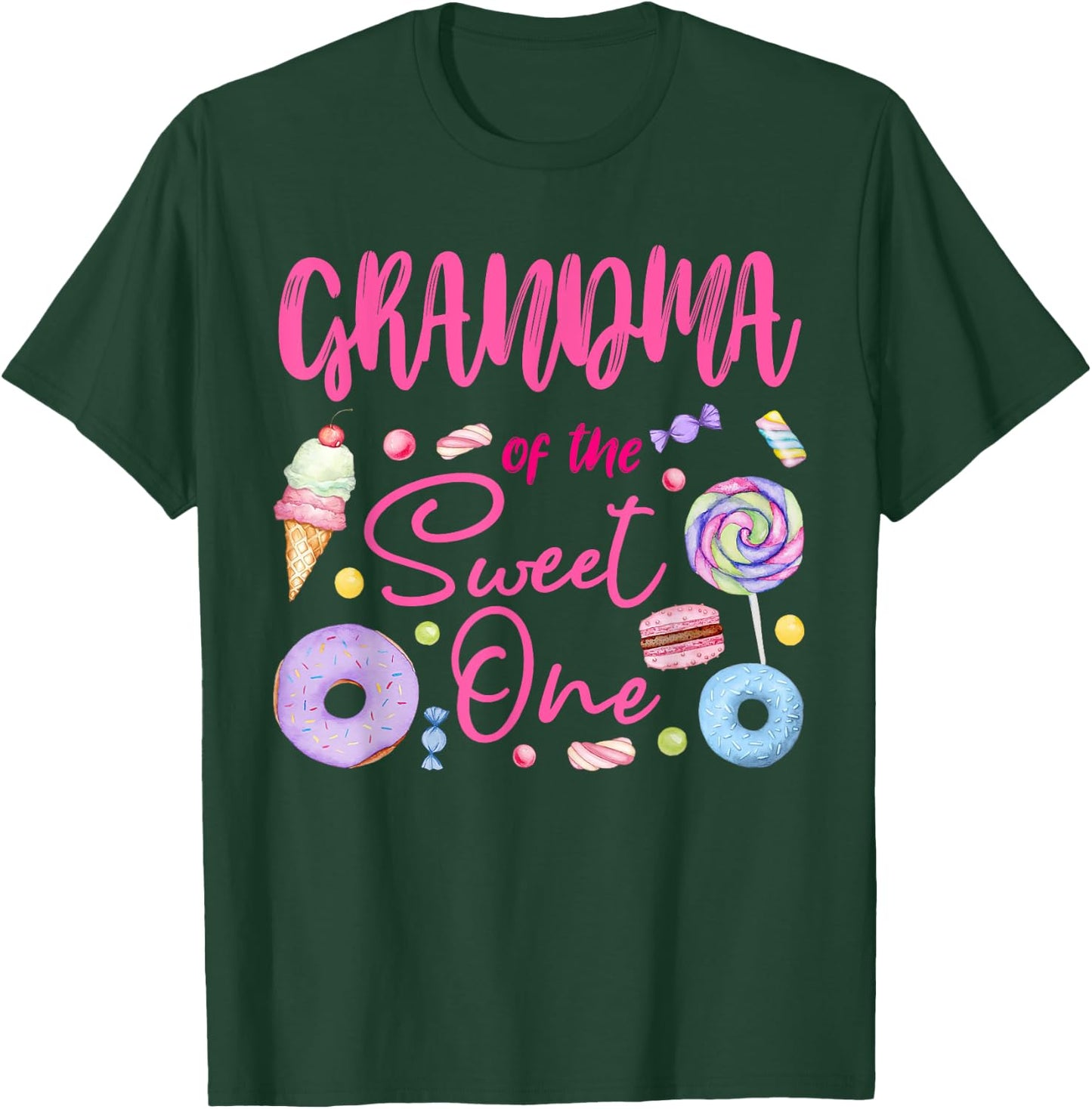 Grandma of The Sweet One Lollipop Candy Birthday Party T-Shirt - T-Shirt | Forest