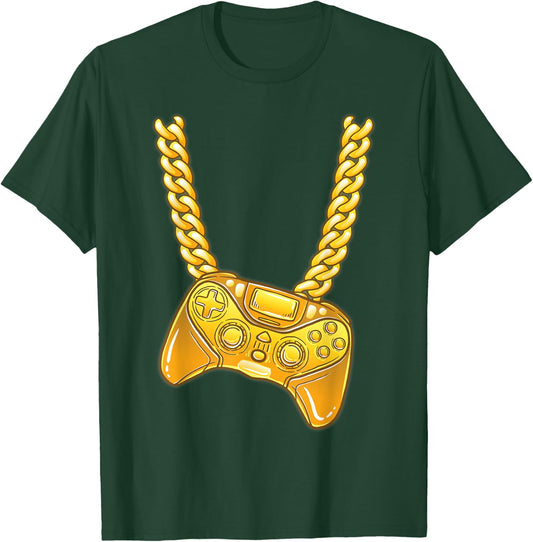 Gamer Controller Necklace Bling Bling Video Game Console T-Shirt - T-Shirt | Forest