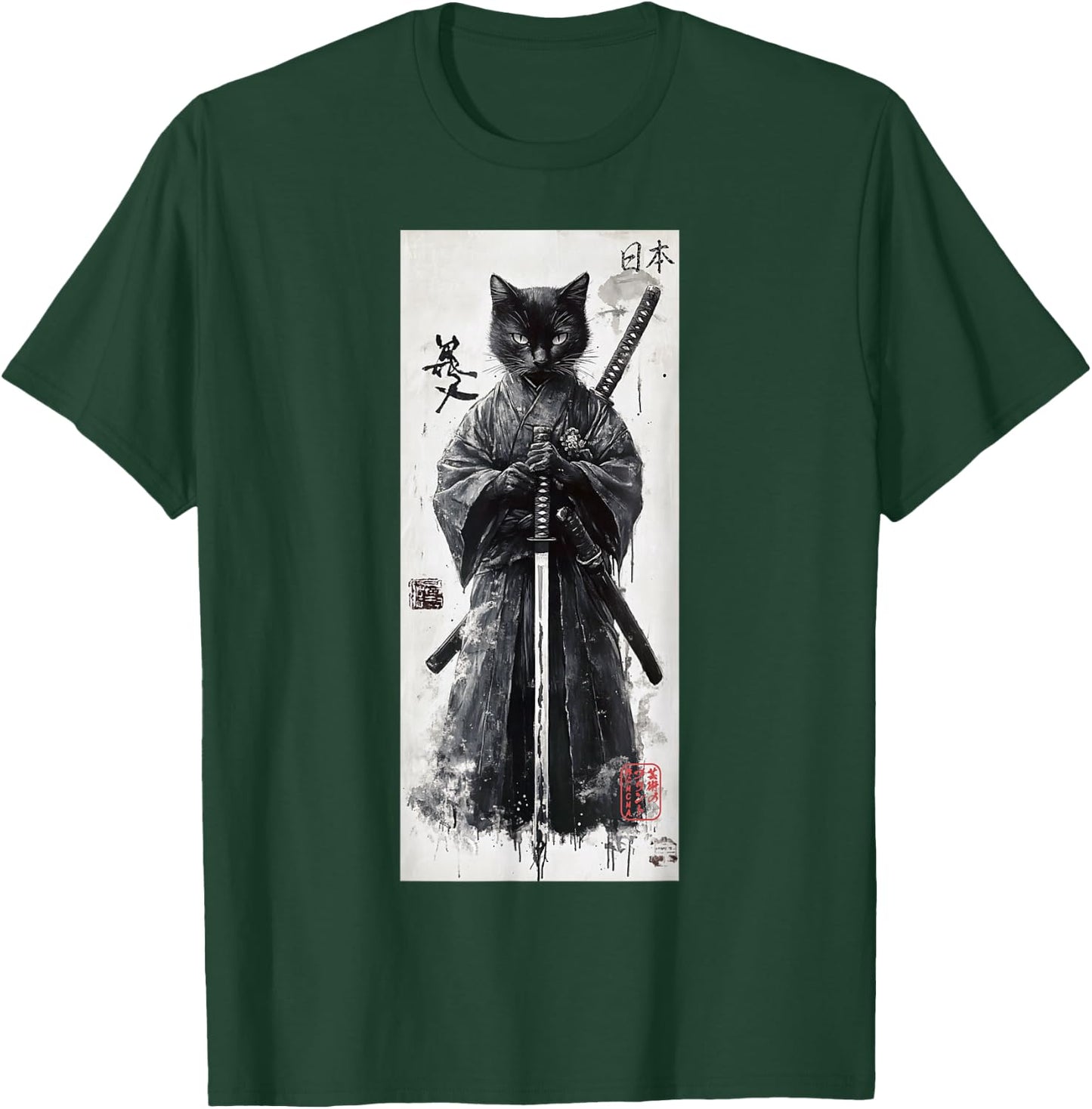 Samurai Cat Aesthetic - Japanese Streetwear Lofi Design Women Girls Kids T-Shirt - T-Shirt | Forest