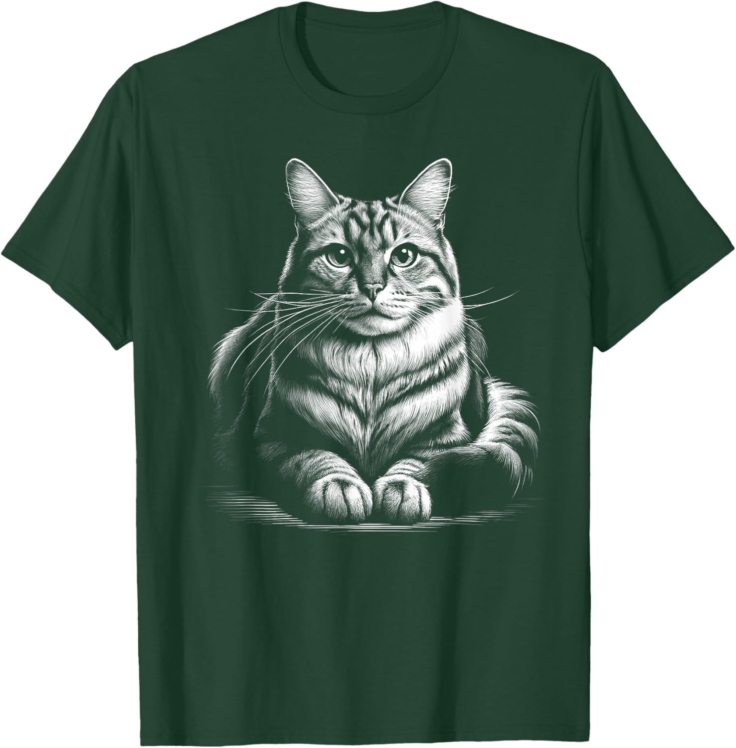 Cat in Lying Pose as Elegant Black and White Portrait Men Women Kids T-Shirt - T-Shirt | Forest
