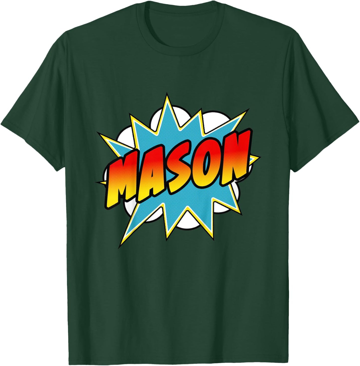 Kids Boys Mason Comic Book Superhero Name T-Shirt - T-Shirt | Forest
