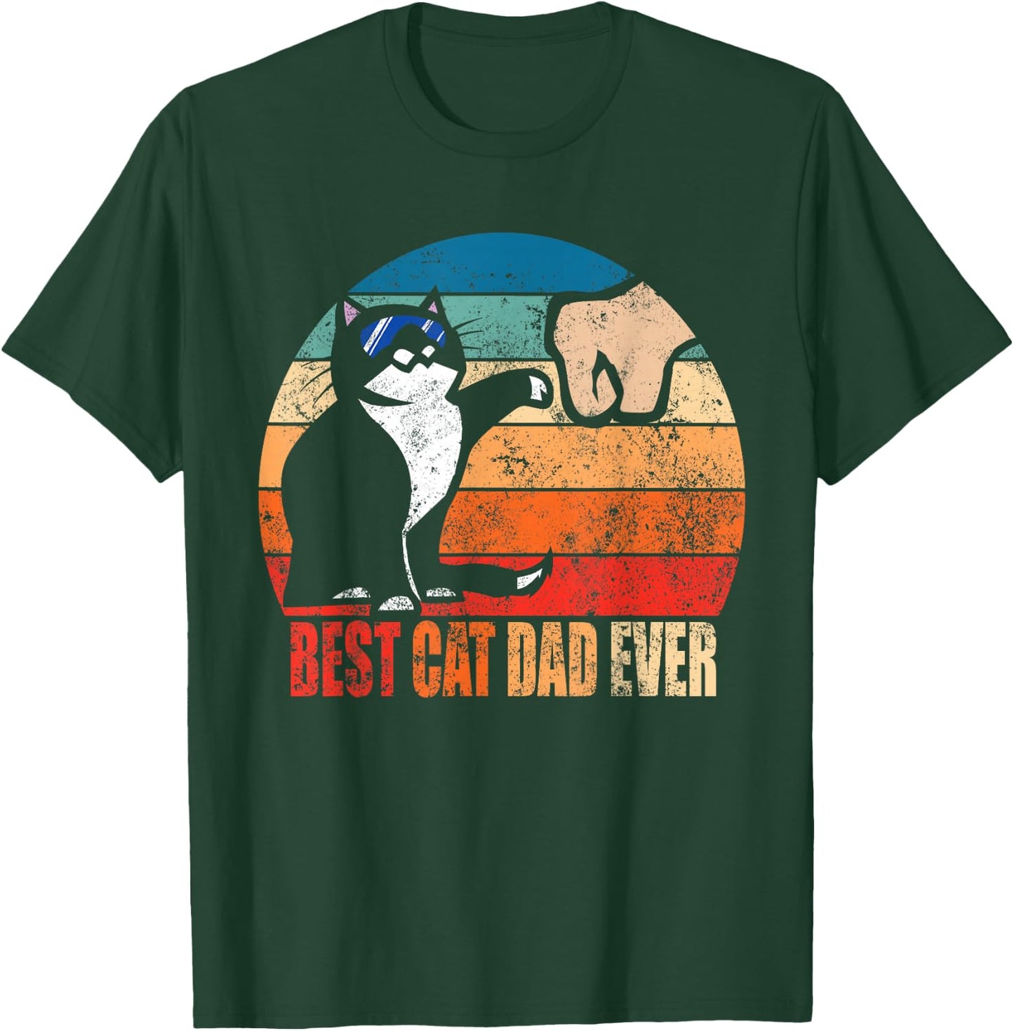 Cat Loving Daddy Fathers Day Gift None Best Cat Dad Ever Paw Fist Bump Funny Fathers Day T Shirt, Black, Small US T-Shirt - T-Shirt | Forest
