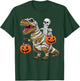 Skeleton Riding Mummy Dinosaur T rex Halloween Funny Pumpkin T-Shirt - T-Shirt | Forest