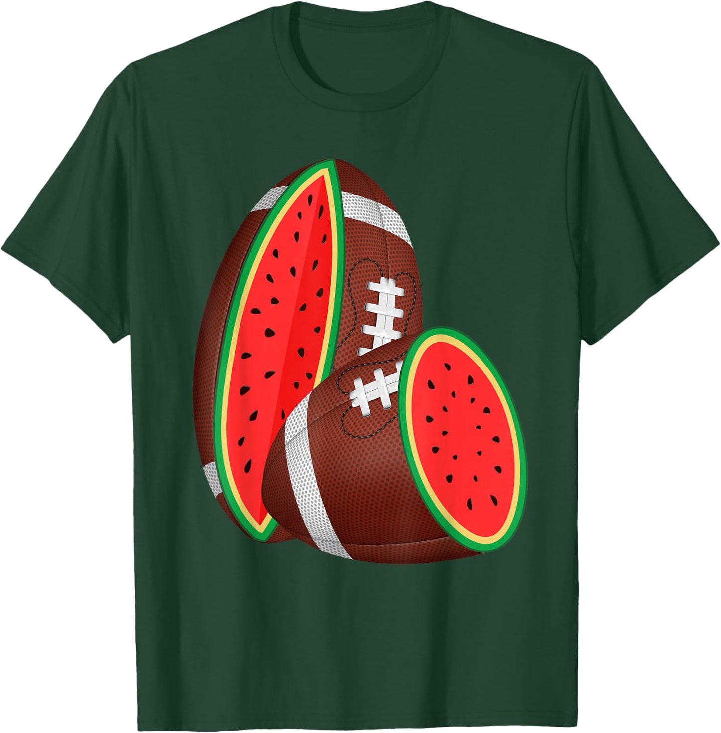 Funny Watermelon Football Ball Tropical Melon Summer Vibes Men Women Kids T-Shirt - T-Shirt | Forest