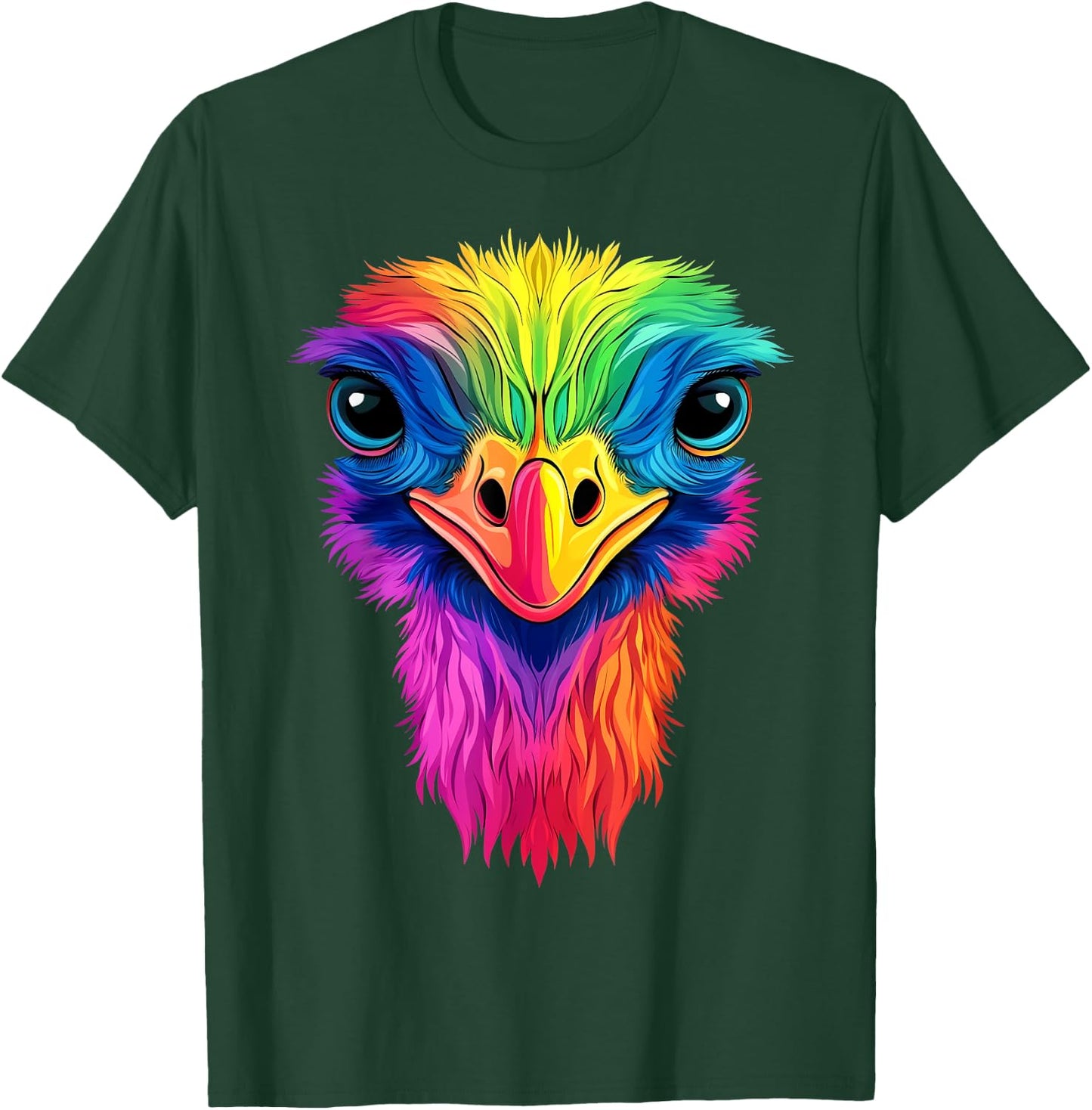 Colorful Ostrich African Wildlife Safari Animals Black T-Shirt - T-Shirt | Forest