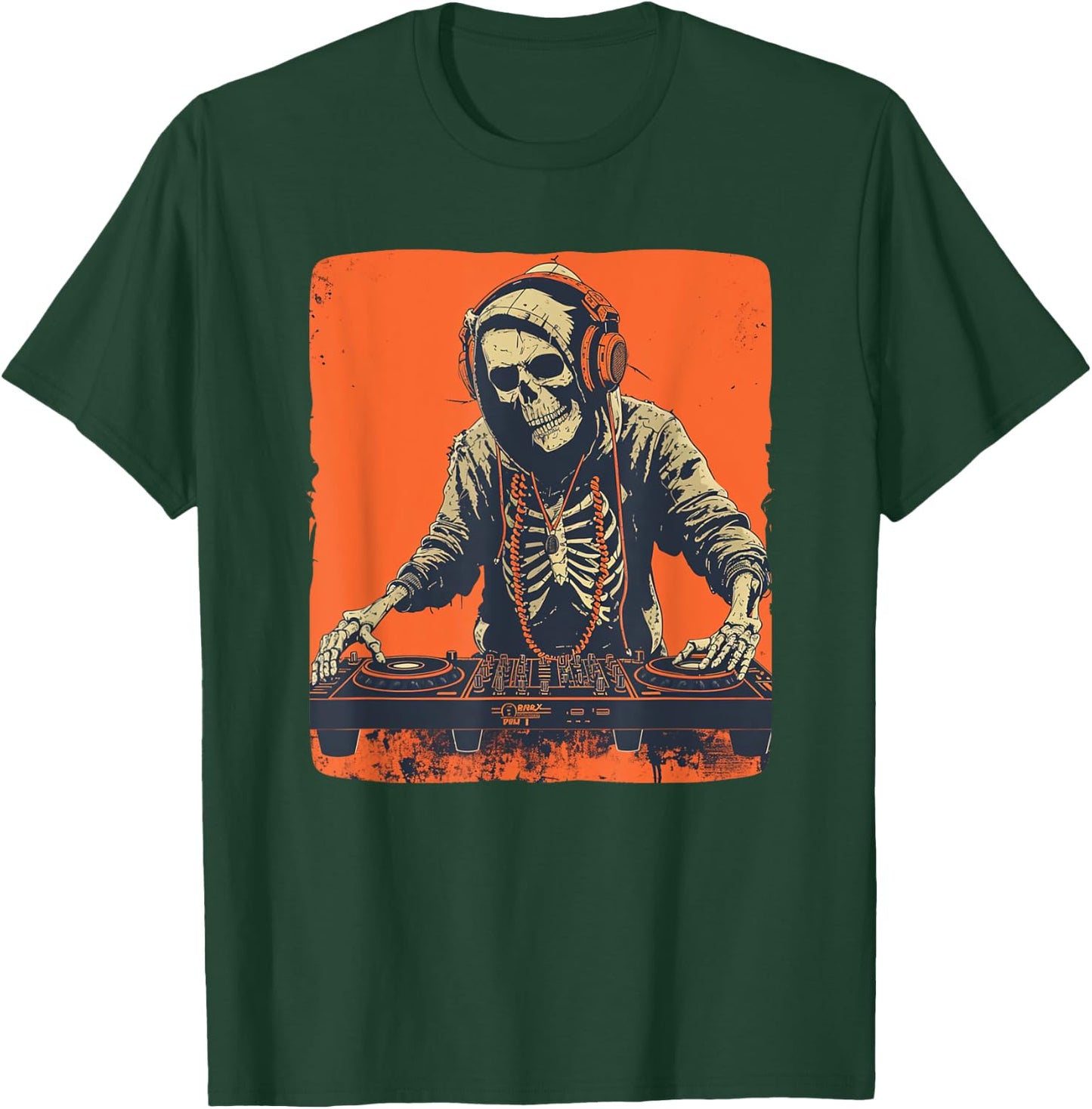 Headphones skeleton on DJ booth costume T-Shirt - T-Shirt | Forest