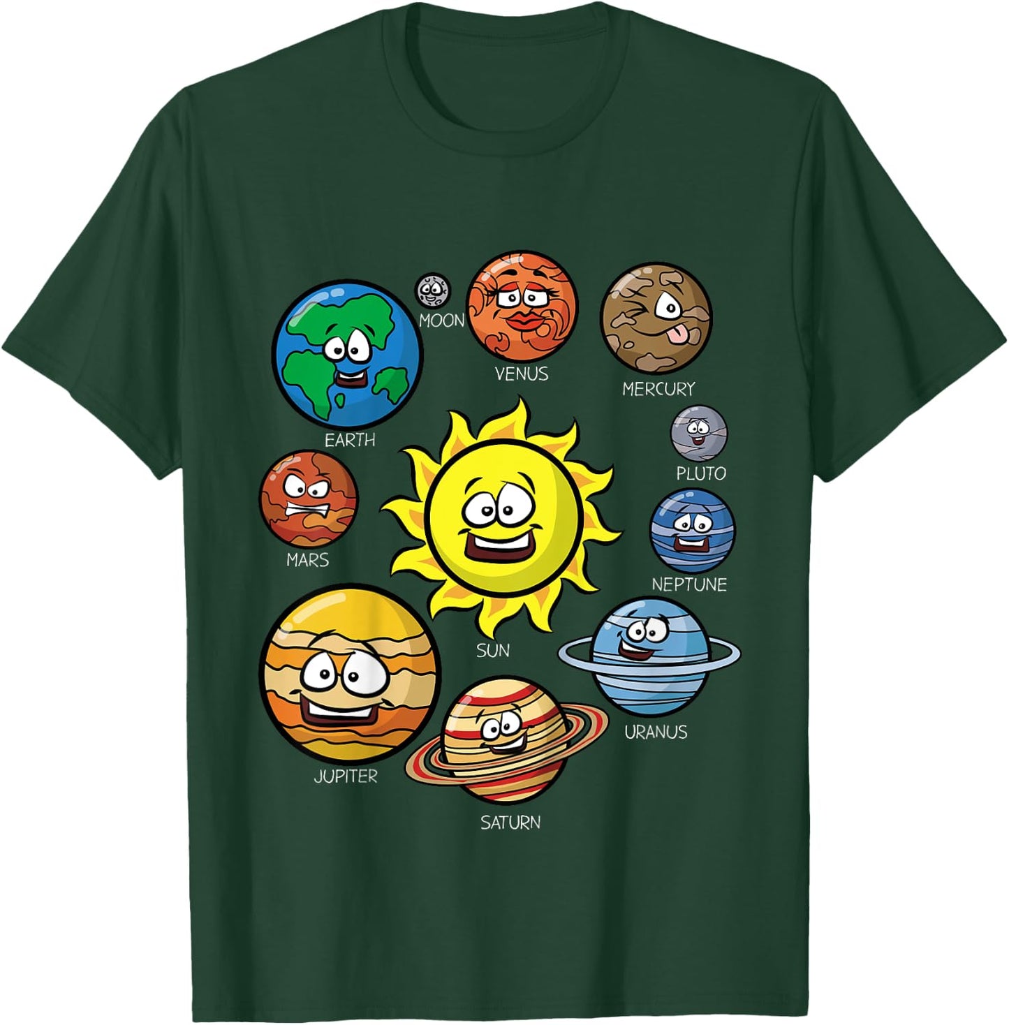 Kids Planet Gift- Mars Pluto Jupiter Saturn Solar System T-Shirt - T-Shirt | Forest