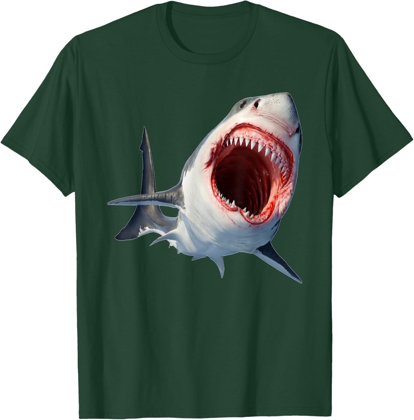 White Shark Marine Predator - Shark Biting Teeth T-Shirt - T-Shirt | Forest
