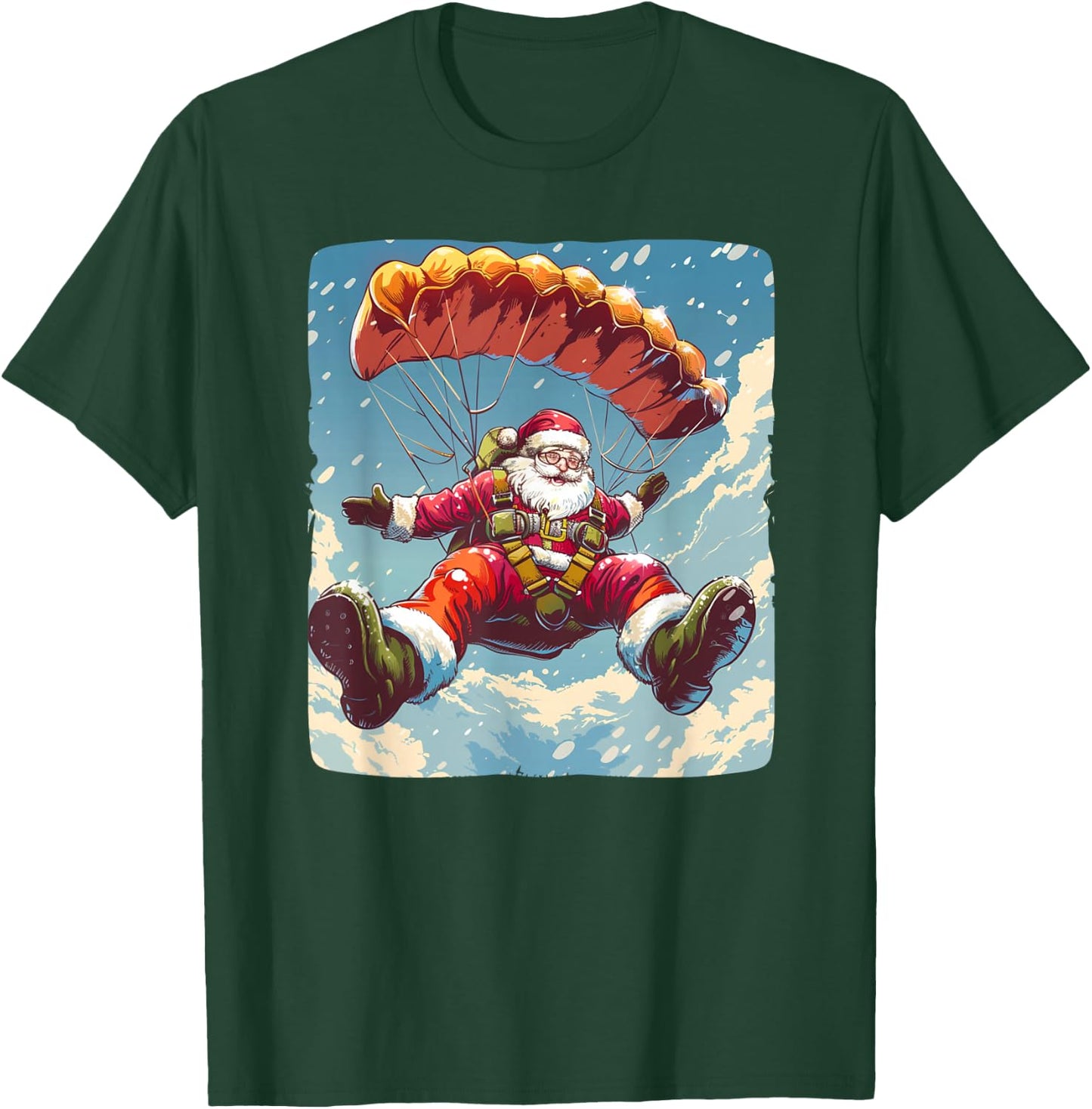 Cool Skydive Christmas with this Parachute Santa Costume T-Shirt - T-Shirt | Forest