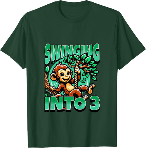 Monkey Swinging Into 3 Year Old 3rd Birthday Boy Girl