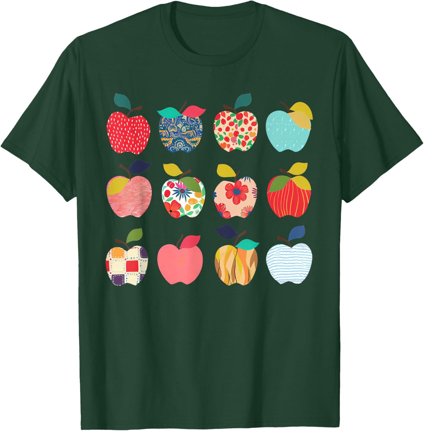 Funny Art Apples Back to School for Teacher Student T-Shirt - T-Shirt | Forest