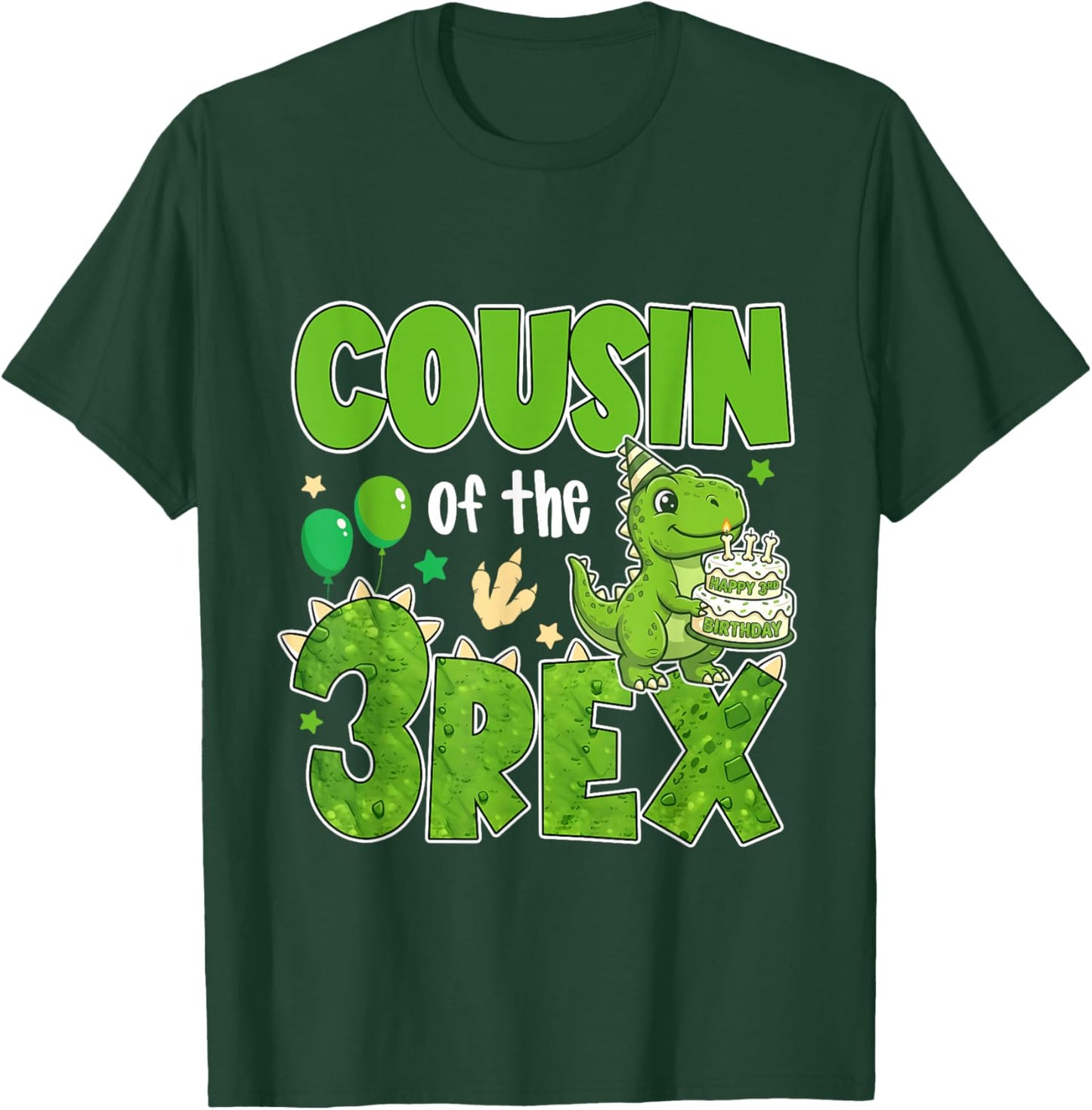 Cousin of The Three Rex Birthday Dinosaur Family Matching T-Shirt - T-Shirt | Forest