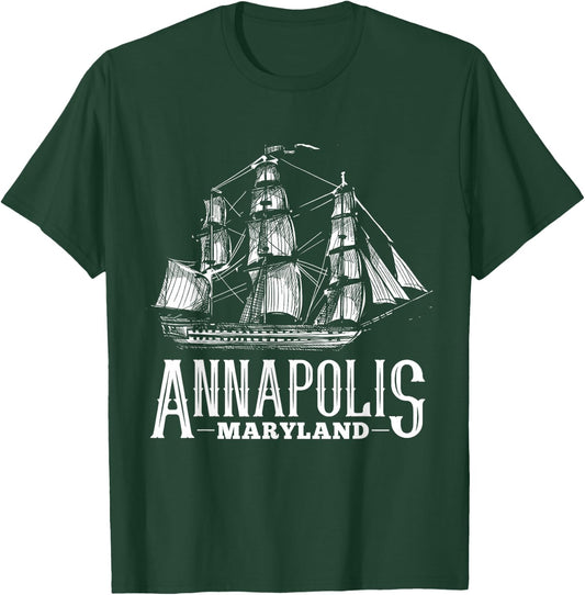 Annapolis Maryland Sailboat Sailing Nautical Annapolis MD T-Shirt - T-Shirt | Forest