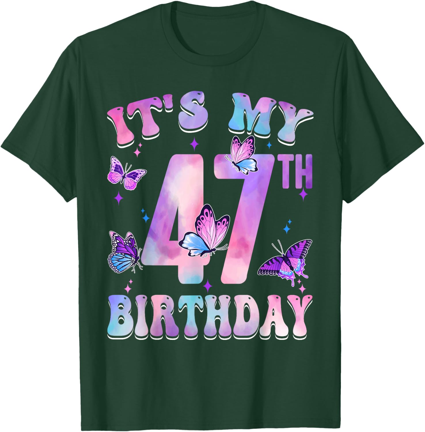 It's My 47th Birthday Butterfly Theme 47 Year Old Party Girl T-Shirt - T-Shirt | Forest