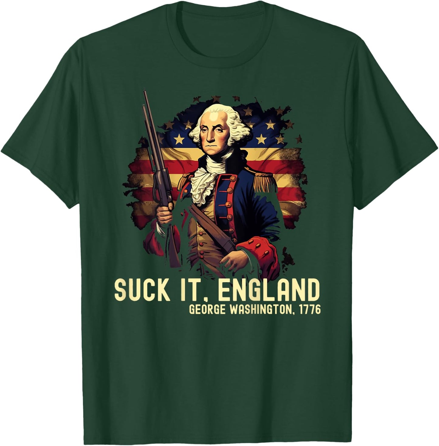 Suck it England George Washington 1776 4th of July On Back Men T-Shirt - T-Shirt | Forest