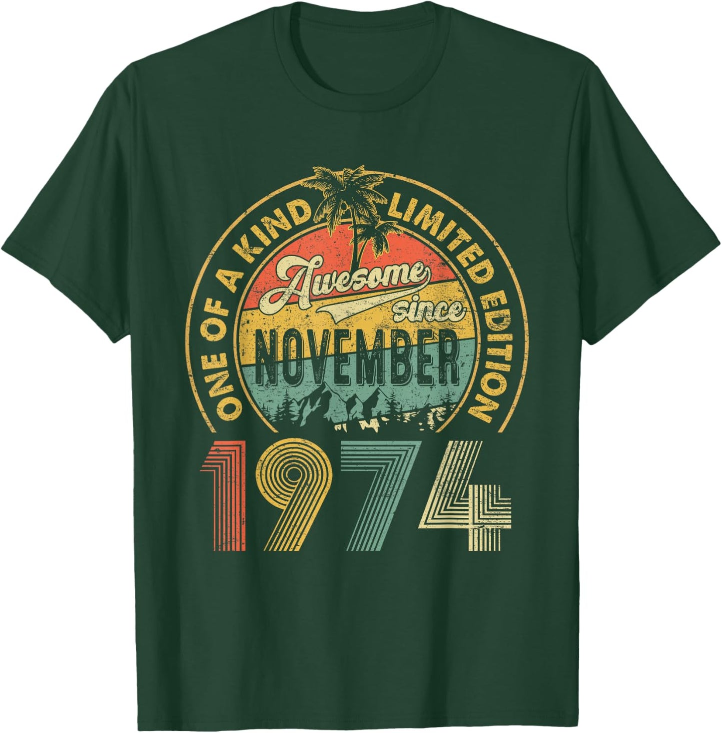 50 Years Old Vintage Retro November 1974 Birthday Men Women T-Shirt - T-Shirt | Forest