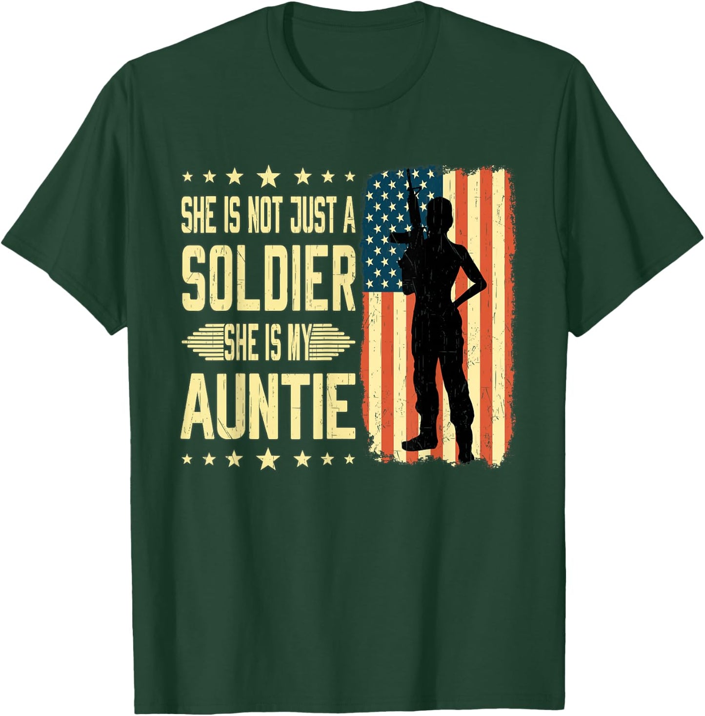 My Auntie Is A Soldier Hero Proud Army Nephew Niece Gifts T-Shirt - T-Shirt | Forest