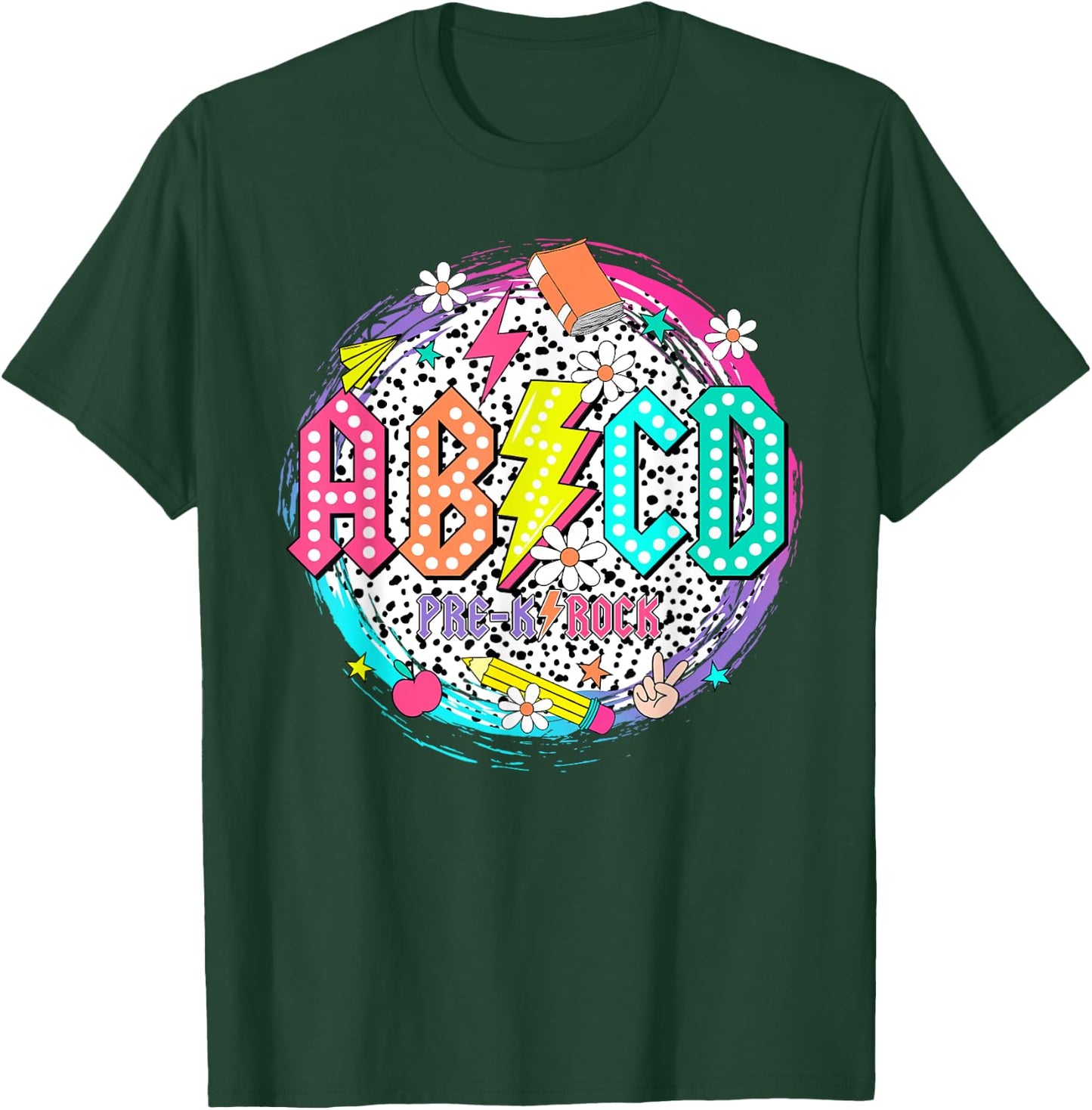 Cute Funny for Prek Teacher ABCD Rock Pre-K Rocks T-Shirt - T-Shirt | Forest