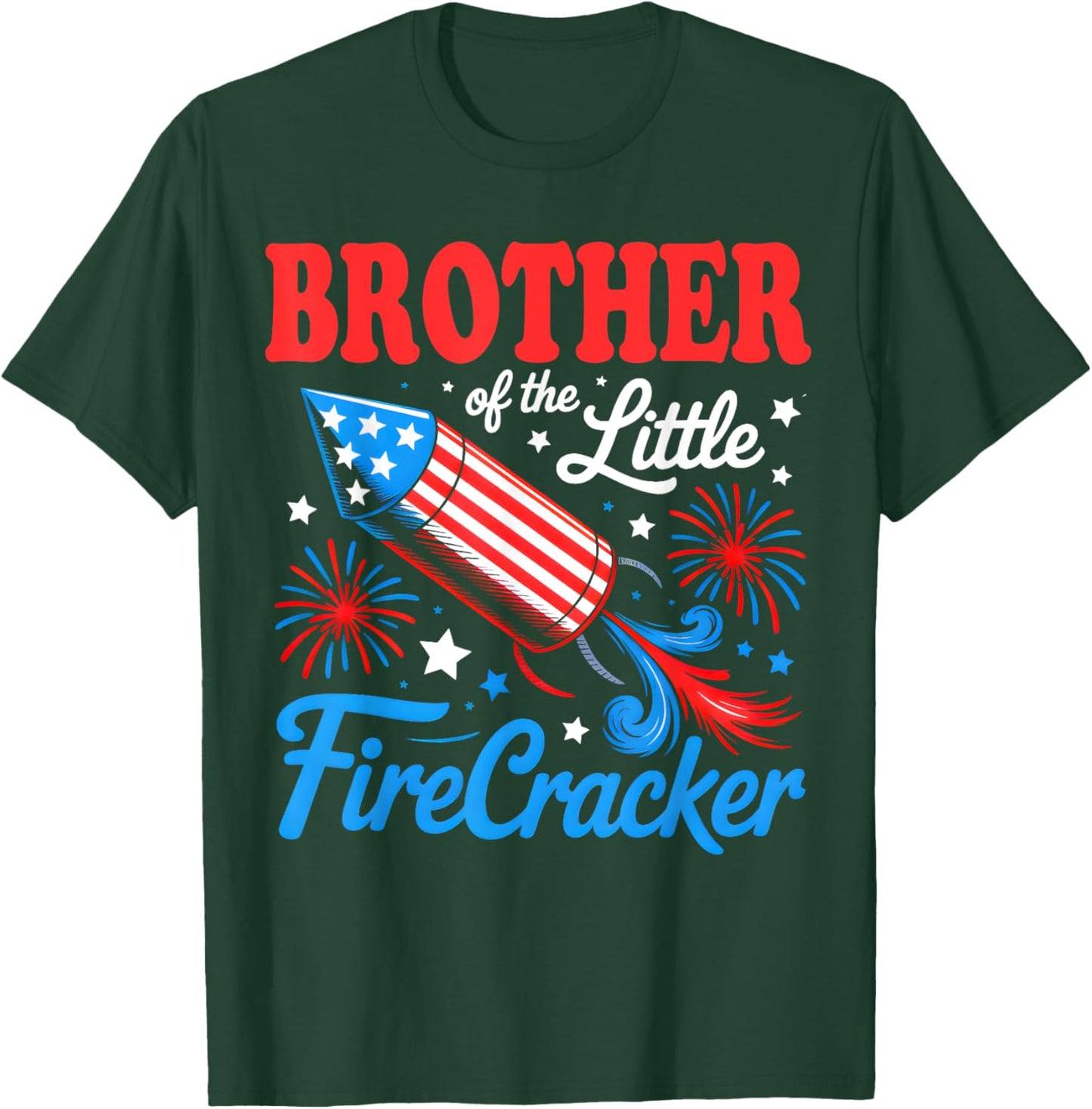 Brother Of The Little Firecracker 4th of July Birthday Party T-Shirt - T-Shirt | Forest