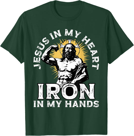 Gym And Jesus Christian Bodybuilder Religious Bodybuilding T-Shirt - T-Shirt | Forest