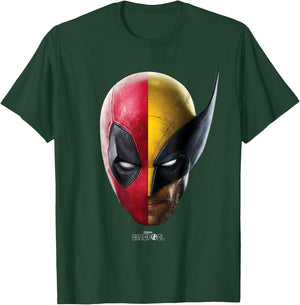 Marvel Deadpool & Wolverine Split Face Portrait T-Shirt - T-Shirt | Forest