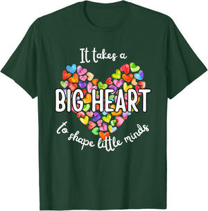 It Takes A Big Heart To Shape Little Minds Teacher Men Women Kids T-Shirt - T-Shirt | Forest