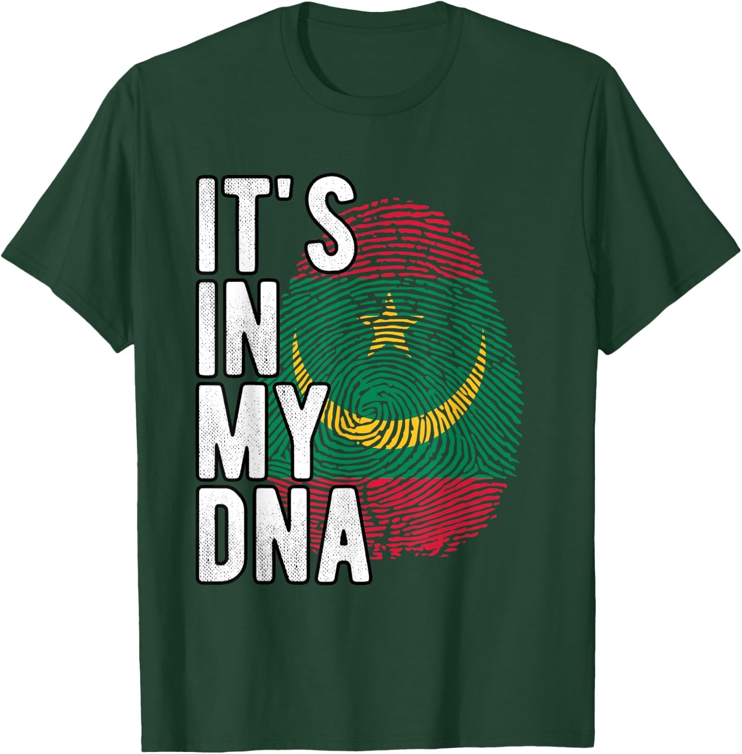 Funny it's in my DNA Mauritania flag Fingerprint T-Shirt - T-Shirt | Forest