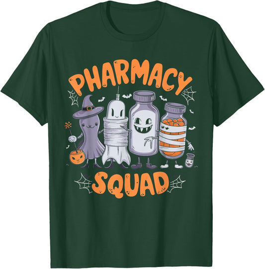 Pharmacy Squad Cute Halloween Pharmacist Techs Students Fun T-Shirt - T-Shirt | Forest
