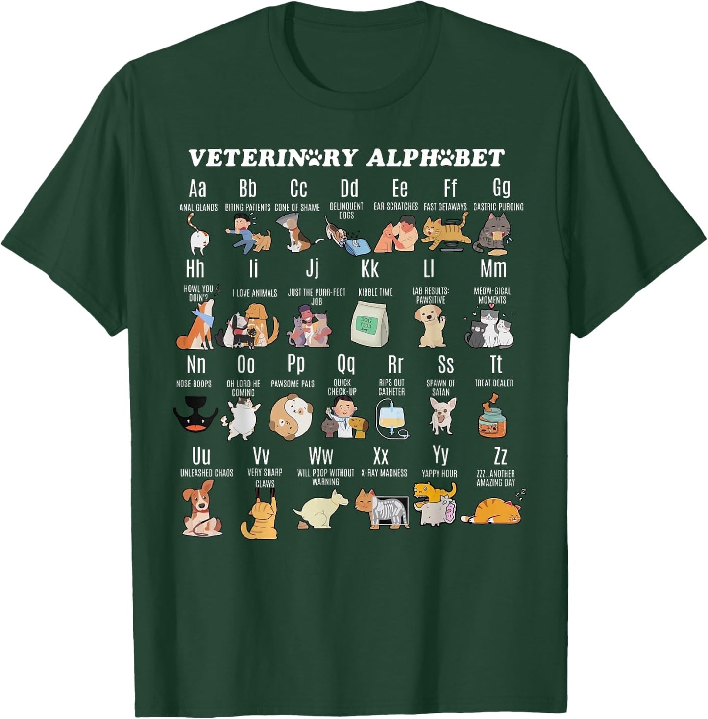 Veterinary Medicine Alphabet Vet Nurse Student School T-Shirt - T-Shirt | Forest