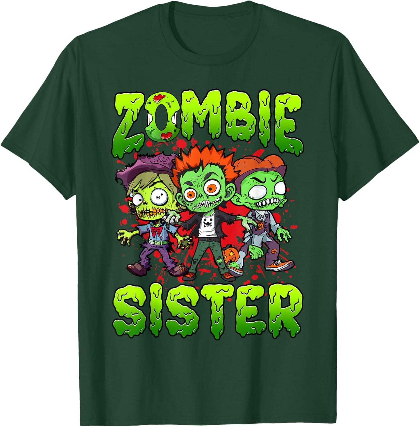 Zombie Sister Halloween Costume Family Matching T-Shirt - T-Shirt | Forest