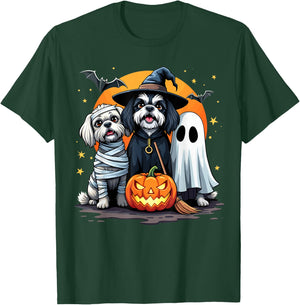 Shih Tzu Halloween Costume Mummy Witch Ghost Dog Lover Men Women Kids T-Shirt - T-Shirt | Forest