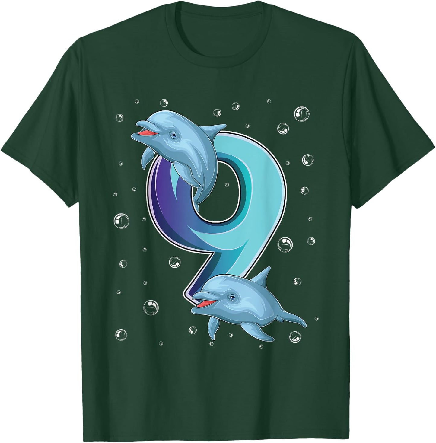 9 Year Old Dolphin 9th Birthday Girl Party Dolphin Lover T-Shirt - T-Shirt | Forest