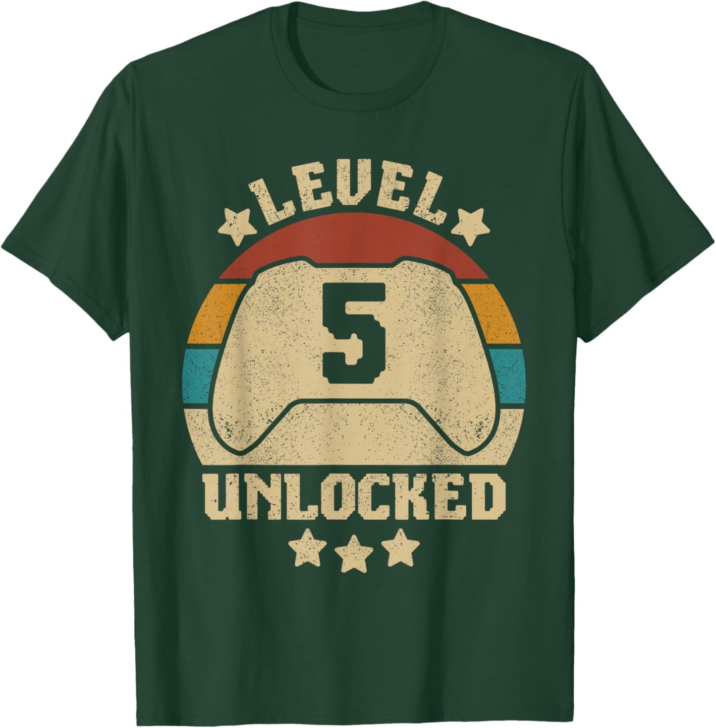 Level 5 Unlocked 5 Year Old Girl Boy Kid Outfit 5th Birthday T-Shirt - T-Shirt | Forest