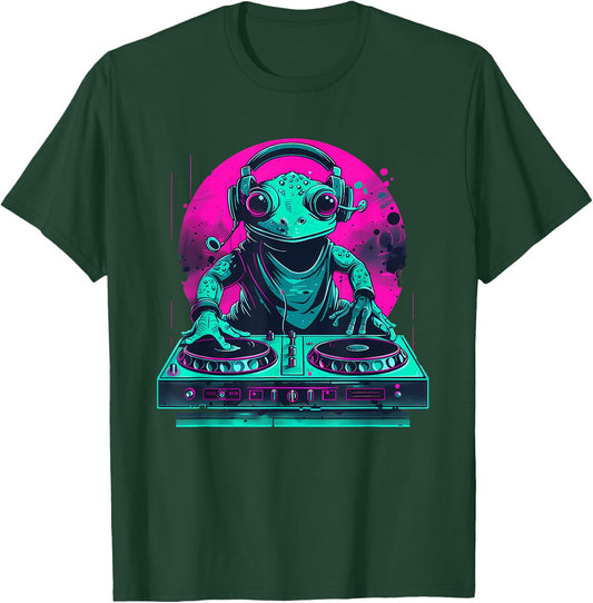 DJ Frog EDM DJ Toad Colourful Turntable DJ Frog Dance Music T-Shirt - T-Shirt | Forest
