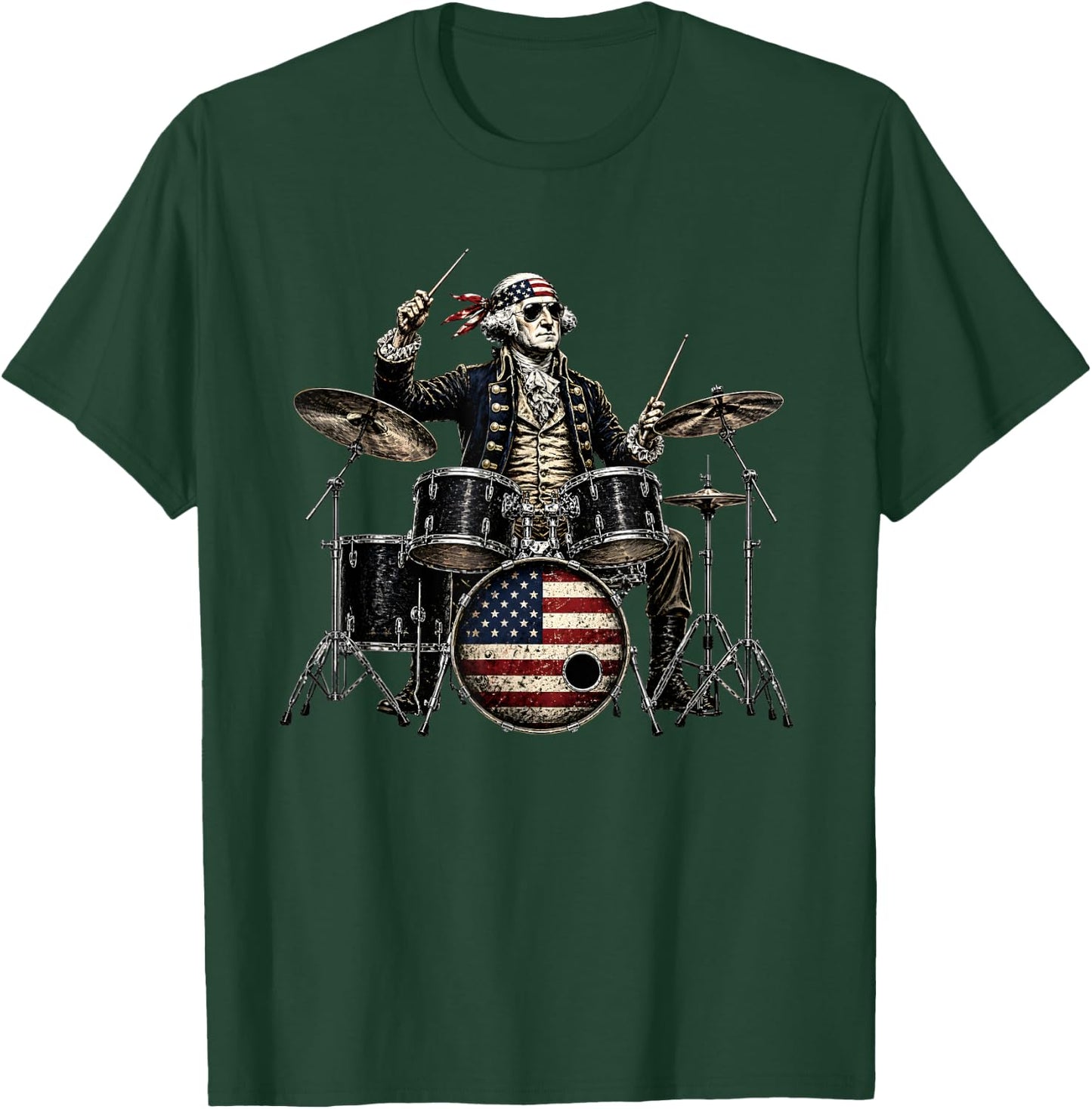 George Washington American Flag Drummer Patriotic T-Shirt - T-Shirt | Forest