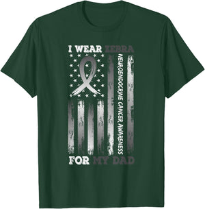 I Wear Zebra For My Dad USA Flag Ribbon Neuroendocrine Women Kids Men T-Shirt - T-Shirt | Forest