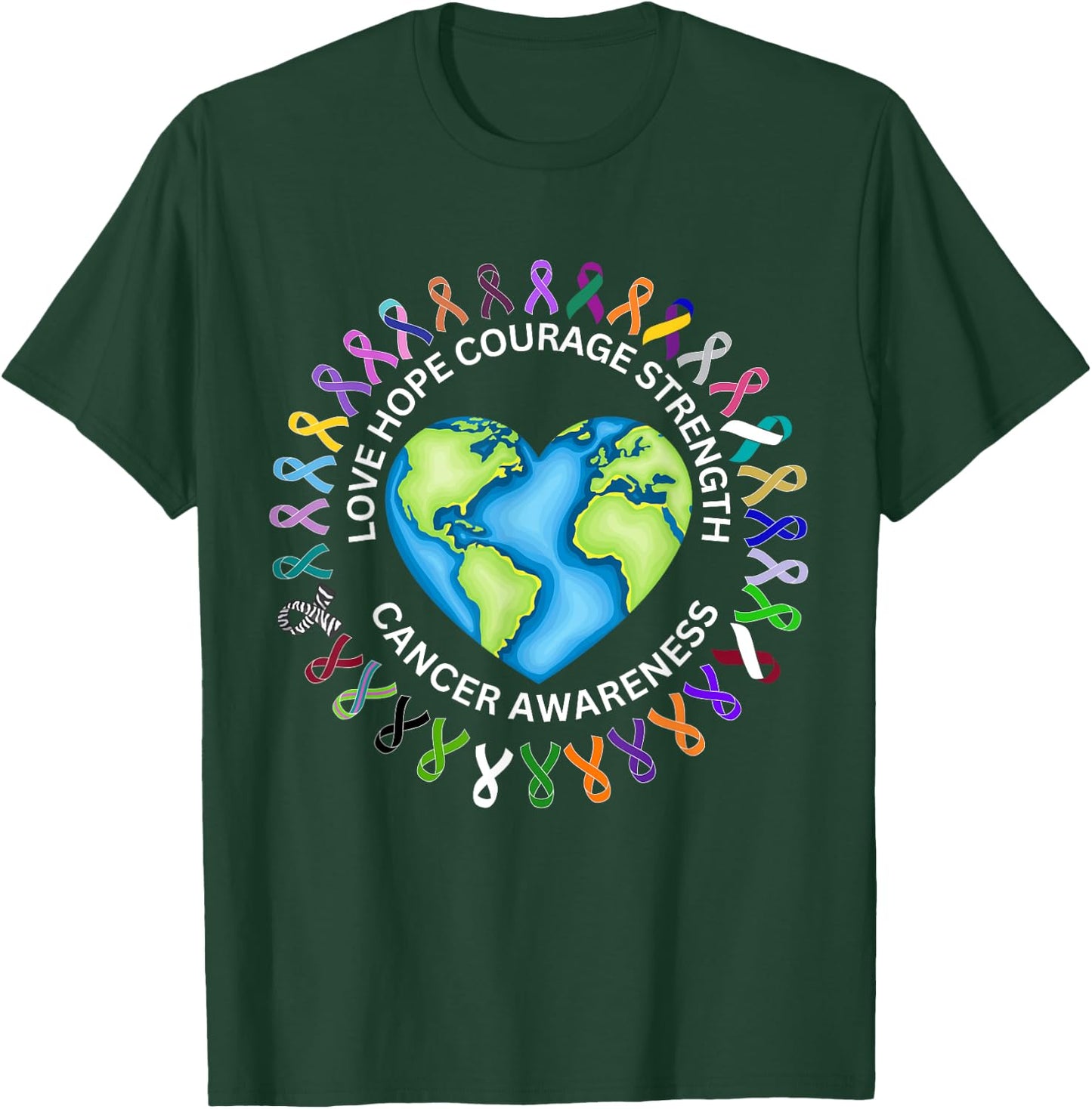 All Cancer Matters Survivors Awareness Fight Ribbon Support T-Shirt - T-Shirt | Forest