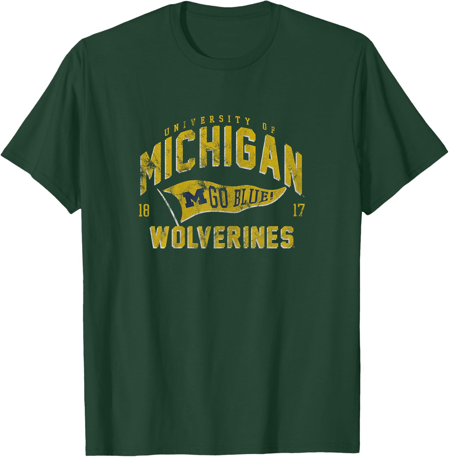 University of Michigan Wolverines U of M Spirit Pennant T-Shirt - T-Shirt | Forest