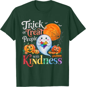 Support Autism Halloween Spooky Autistic Trick Or Treat T-Shirt - T-Shirt | Forest