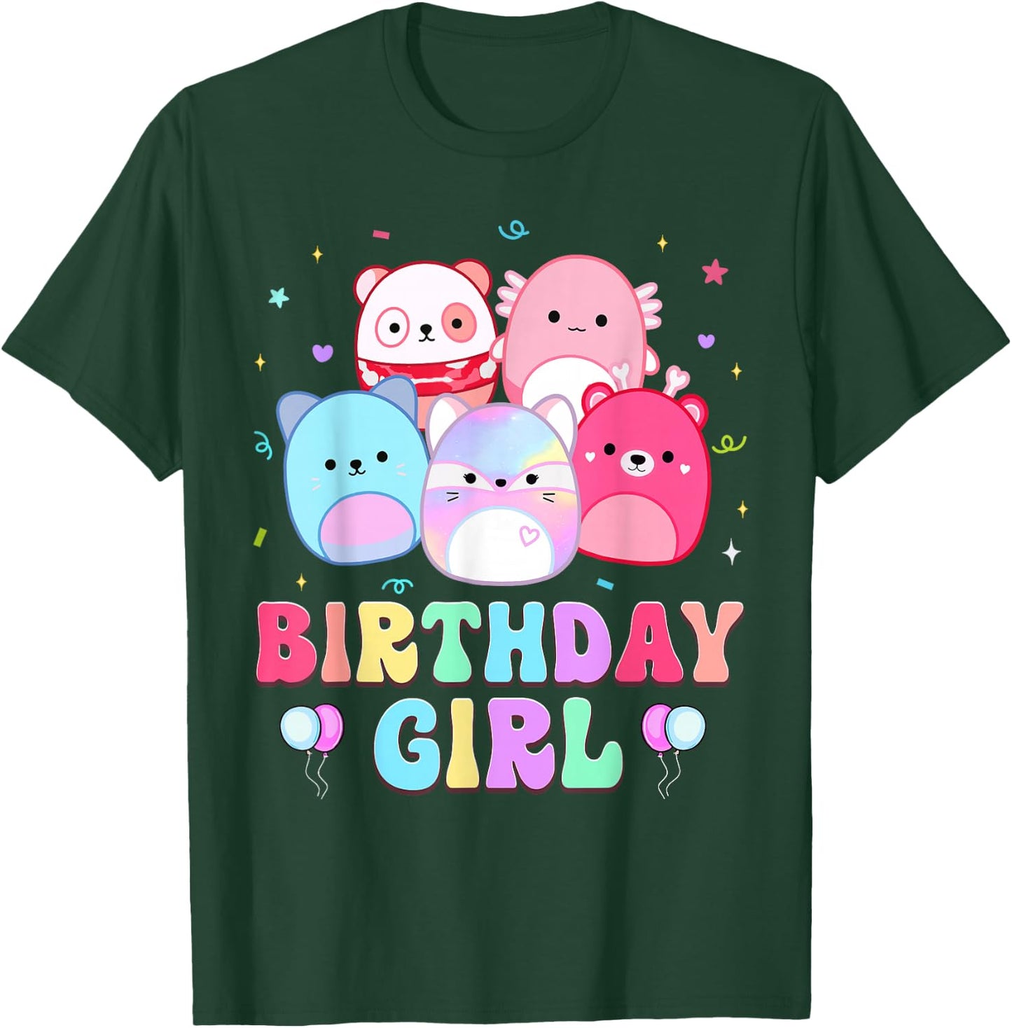 Happy Birthday Girl Squish Squad Mallow Girls Kids Birthday T-Shirt - T-Shirt | Forest