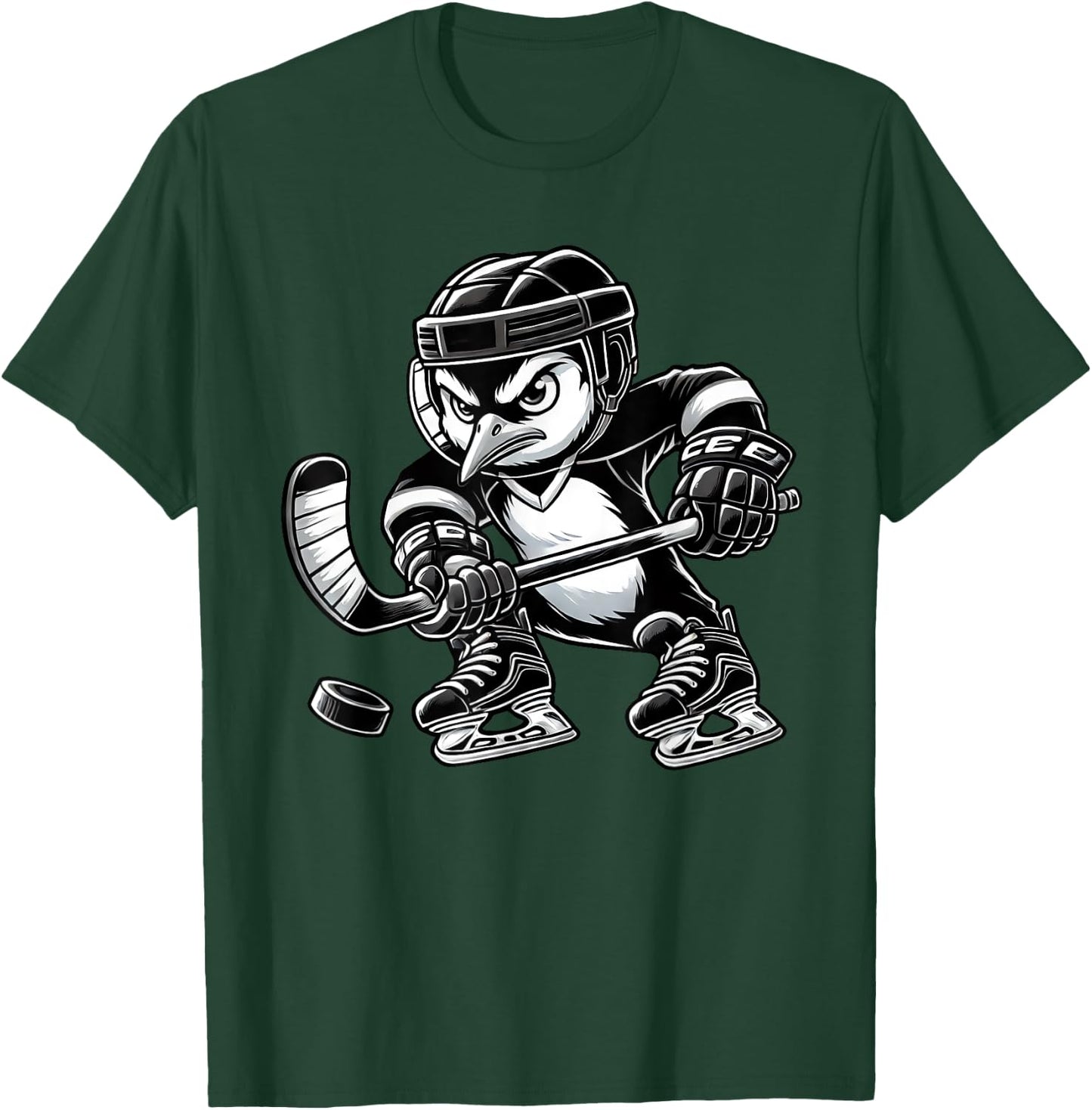 Penguin Hockey Player Team T-Shirt - T-Shirt | Forest