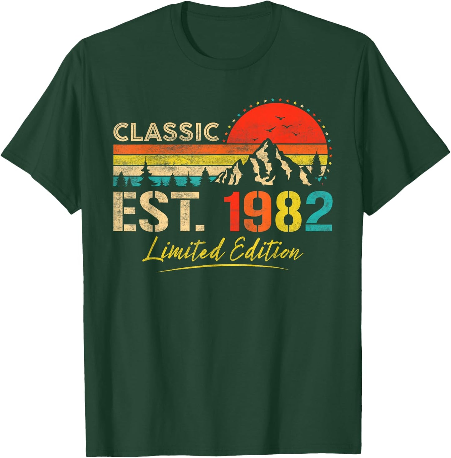 Classic Est 1982 Limited Edition Men Women Vintage Birthday T-Shirt - T-Shirt | Forest