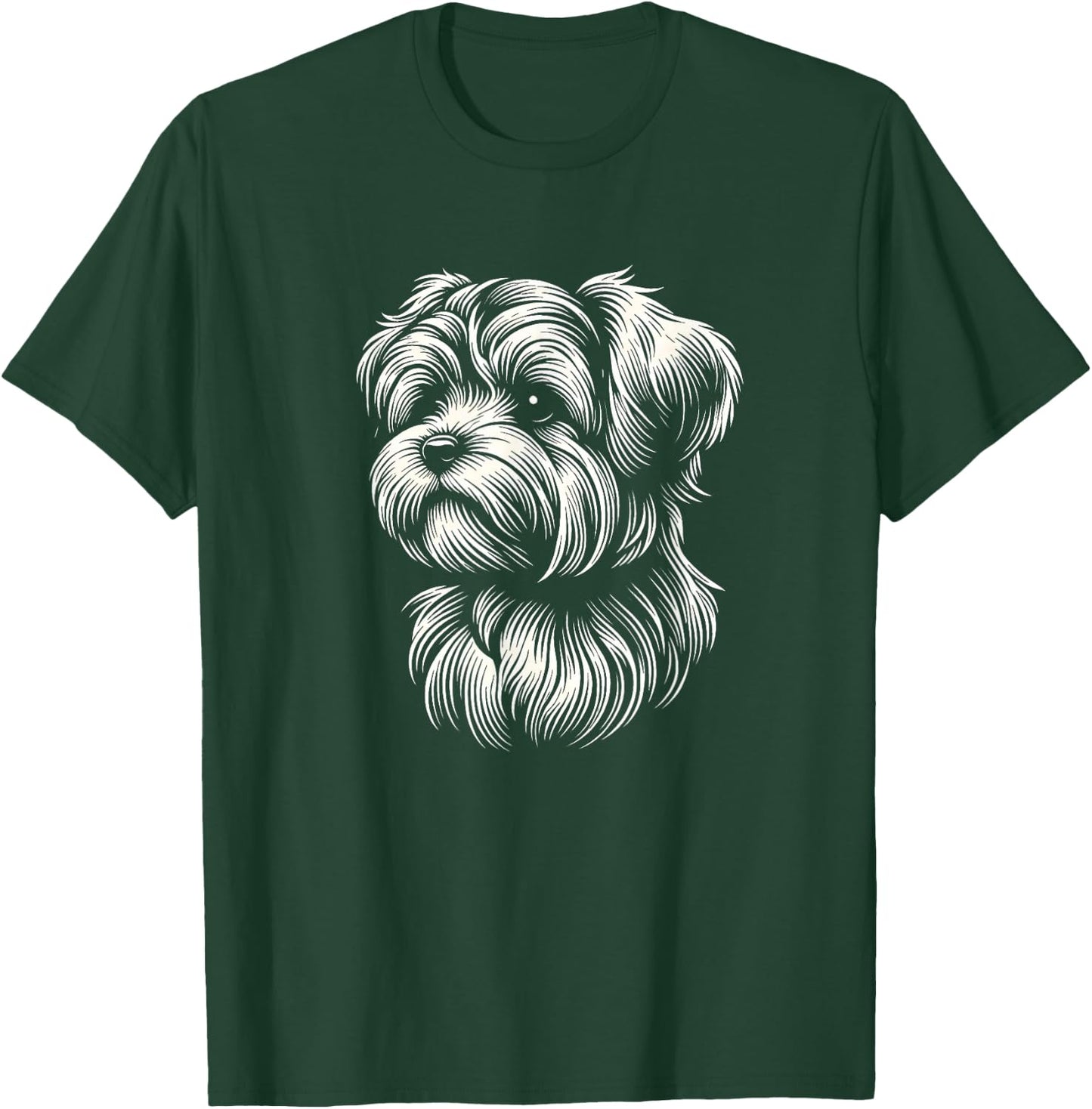 Morkie Dog Face Art Design And Men T-Shirt - T-Shirt | Forest