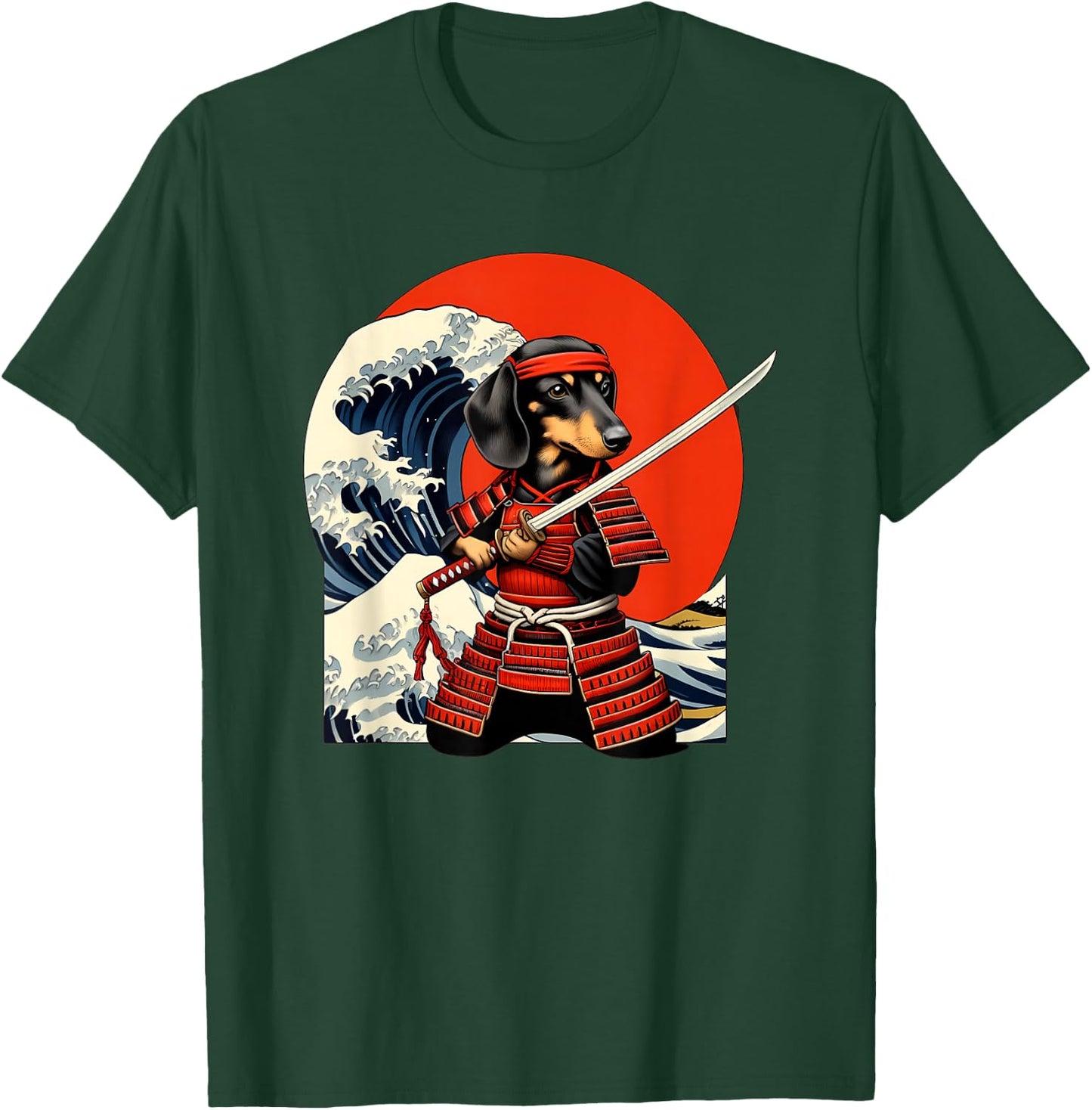 Otaku Weiner Dachshund Dog Samurai T-Shirt - T-Shirt | Forest