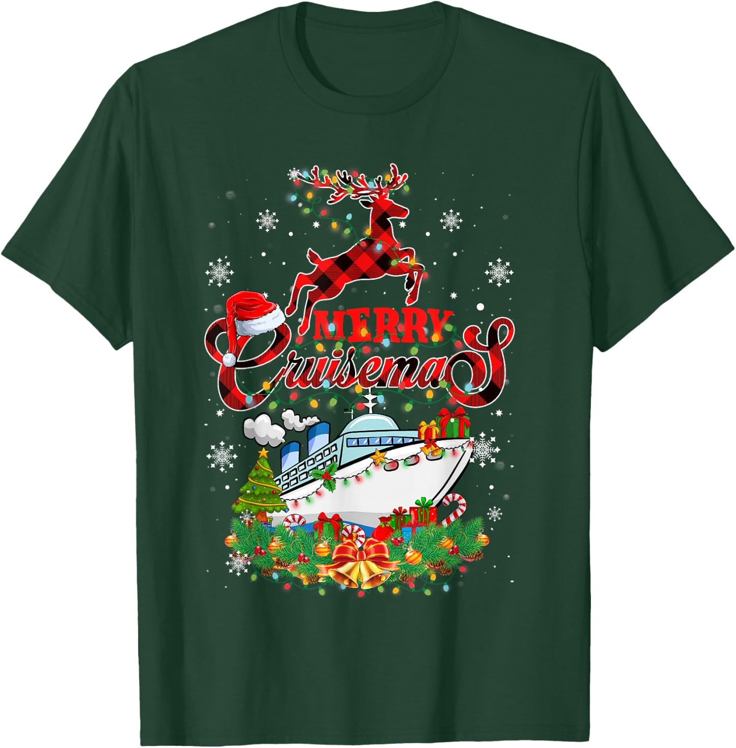 Merry Cruisemas 2025 Christmas Santa Reindeer Cruise T-Shirt - T-Shirt | Forest