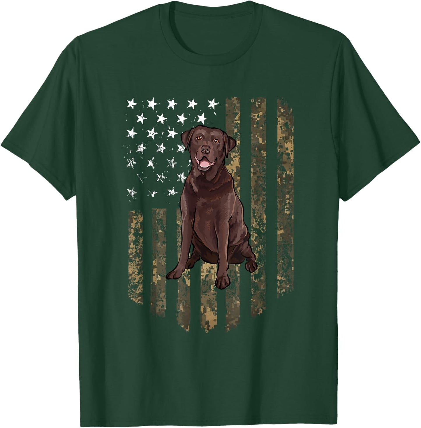Camo American Flag Chesapeake Bay Retriever 4th Of July USA T-Shirt - T-Shirt | Forest
