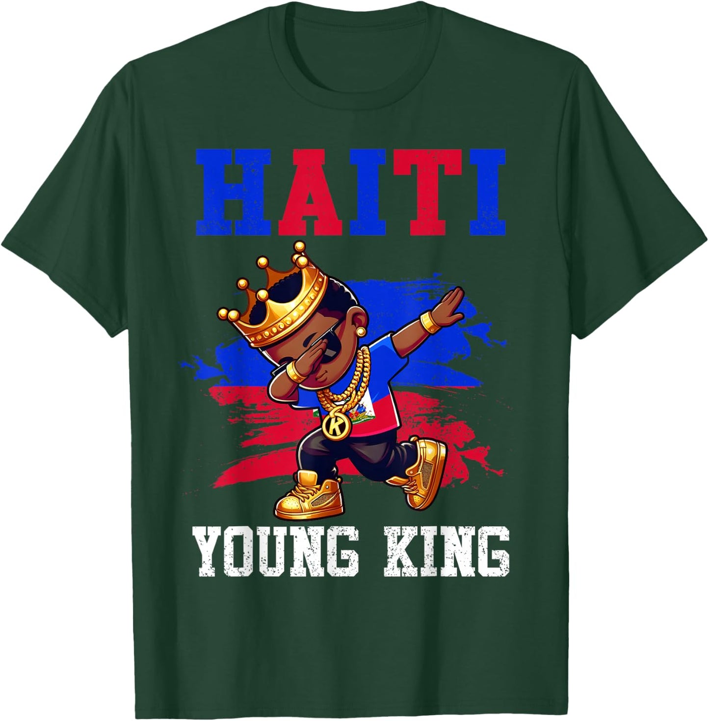 Haiti Young King Haitian Boy African Proud Haitian Flag T-Shirt - T-Shirt | Forest